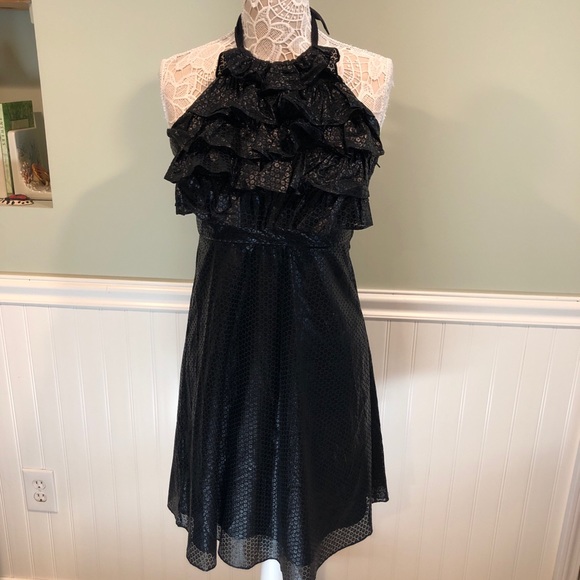 Betsey Johnson Dresses & Skirts - Betsey Johnson Silk Halter LBD, Sequins Illusion